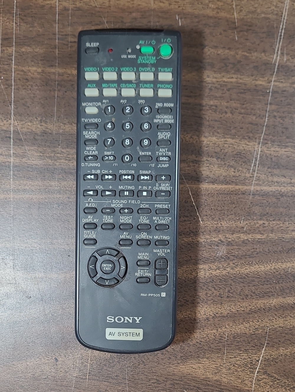 Sony Black AV System Remote with Green Buttons #RM-PP05